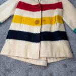 VTG Hudson’s Bay Company Point Blanket Striped Wool Coat Women Hooded Style RARE