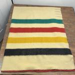 VTG Hudson's Bay Co 4 Point Wool Stripe Blanket Made In England Label 74" x 90"