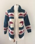 New Canadian Sweater Company for J Crew Bear Zip Wool Cardigan Sweater Sz XXS XS