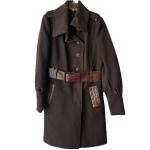 New Mackage $800 Wool Cashmere Leather Accents Brown Trench Coat Large