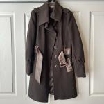 New Mackage $800 Wool Cashmere Leather Accents Brown Trench Coat Large