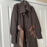 New Mackage $800 Wool Cashmere Leather Accents Brown Trench Coat Large