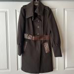 New Mackage $800 Wool Cashmere Leather Accents Brown Trench Coat Large