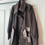 New Mackage $800 Wool Cashmere Leather Accents Brown Trench Coat Large