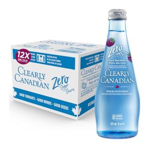 Clearly Canadian Zero Sugar Forest Blackberry Sparkling Water Beverage, Zero Sugar & Zero Calories, 1 Case (12 Bottles x 325mL)