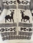 Vintage Thick Wool Knit Front Zip Large Deer Cowichan Sweater Made In Canada