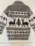 Vintage Thick Wool Knit Front Zip Large Deer Cowichan Sweater Made In Canada