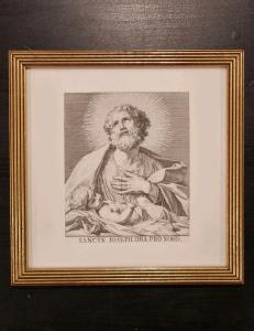 Saint Joseph Ora Pro Nobis, vintage framed Catholic art print