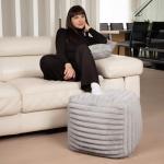 Gouchee Home Cube Raya Pouf, Foot Stool, Stuffed Ottoman Bean Bag Chair - Silver - Plush, Stylish, Lightweight, and Comfortable Furniture Accessory for Living Room and Bedroom - 16" x 16"