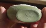 EARLY 1900 HUDSON'S BAY COMPANY EST.1670 GREEN SCHAFER VATER CERAMIC WHISKEY NIP