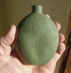 EARLY 1900 HUDSON'S BAY COMPANY EST.1670 GREEN SCHAFER VATER CERAMIC WHISKEY NIP