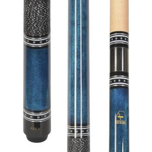 ASKA L9 Billiard Pool Cue, 58" Hard Rock Canadian Maple, Irish Linen Wrap, 13mm Hard Le Pro Tip (Blue, 18-Ounce)