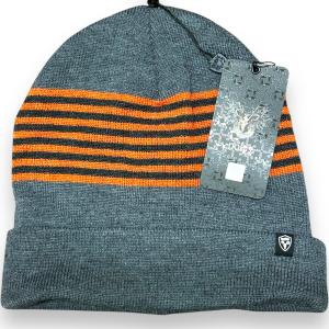 NWT Nobis Beanie Hat Simple Stripe Toque Charcoal Heather Orange Unisex One Size