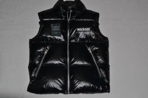 AUTHENTIC MACKAGE MEN KANE lustrous light down vest with funnel BLACK BRAND NEW