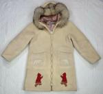 VTG Hudson Bay Company Womens Cream Eskimo Applique Wool Trench Coat Size 12