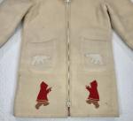 VTG Hudson Bay Company Womens Cream Eskimo Applique Wool Trench Coat Size 12
