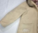 VTG Hudson Bay Company Womens Cream Eskimo Applique Wool Trench Coat Size 12