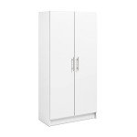Prepac Adjustable Shelves Cabinet - Functional Tall Garage Table, 16"D x 32"W x 65"H Freestanding Garage Cabinet with 2-Doors, White - WES-3264