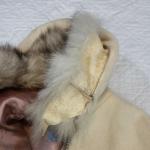 VTG Hudson Bay Company Womens Cream Eskimo Applique Wool Trench Coat Size 12