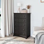 Prepac Sonoma 5 Drawer Chest, Washed Black