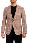 Hugo Boss Men's Nobis6 Slim Fit Plaid Two Button Linen Wool Blazer US 42R IT 52R