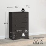 Prepac Sonoma 5 Drawer Chest, Washed Black