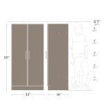 Prepac Adjustable Shelves Cabinet - Functional Tall Garage Table, 16"D x 32"W x 65"H Freestanding Garage Cabinet with 2-Doors, White - WES-3264