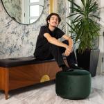 Gouchee Home Belgique Round Velvet Pouf, Foot Stool, Stuffed Ottoman Bean Bag Chair - Forest Green - Plush, Stylish, Lightweight & Comfortable Furniture Accessory for Living Room & Bedroom- 20" x 12"