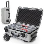 NANUK 935 Hard Case with Padded Divider – Waterproof Equipment Case with Wheels, 22” x 14” x 9” – Dustproof and Impact Resistant, Airline Carry-On Approved – Silver