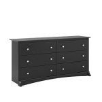 Prepac Sonoma Bedroom Furniture: Black Double Dresser for Bedroom, 6-Drawer Wide Chest of Drawers, Traditional Bedroom Dresser, BDC-6330-V, 59"W x 16"D x 29"H