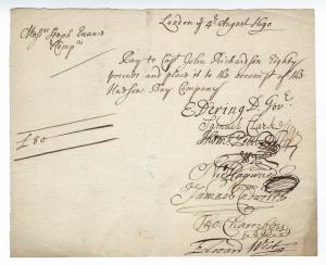 1690 Hudson’s Bay Company SIGNED Directors DOCUMENT, Paying CAPT John Richardson