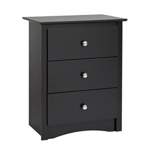 Prepac Drawer Tall Nightstand, Black, 3-Drawer, BDC-2403