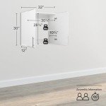 Prepac Elite 32" Wall Cabinet, White Storage Cabinet, Bathroom Cabinet, Pantry Cabinet with 1 Adjustable Shelf 12" D x 32" W x 30" H, WEW-3230