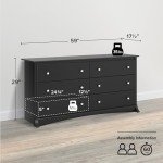 Prepac Sonoma Bedroom Furniture: Black Double Dresser for Bedroom, 6-Drawer Wide Chest of Drawers, Traditional Bedroom Dresser, BDC-6330-V, 59"W x 16"D x 29"H