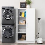 Prepac Adjustable Shelves Cabinet - Functional Tall Garage Table, 16"D x 32"W x 65"H Freestanding Garage Cabinet with 2-Doors, White - WES-3264