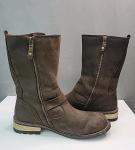 Kodiak Womens Waterproof Side Zip Leather Boot Buckles Moto Brown Size 9, NICE! 