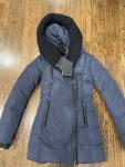 MACKAGE Brigid Knit Trim Down Coat In Navy Ink Knit Size  XXS New