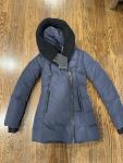 MACKAGE Brigid Knit Trim Down Coat In Navy Ink Knit Size  XXS New