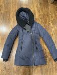 MACKAGE Brigid Knit Trim Down Coat In Navy Ink Knit Size  XXS New