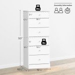 prepac WDBH-0401-1-V Astrid 6-Drawer Tall Chest, Crystal White
