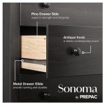Prepac Sonoma 5 Drawer Chest, Washed Black