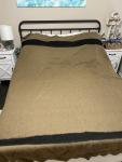 1920s Hudson Bay Company 4 Point Wool Blanket Green Brown Small Label