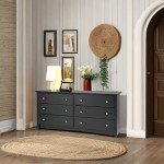 Prepac Sonoma Bedroom Furniture: Black Double Dresser for Bedroom, 6-Drawer Wide Chest of Drawers, Traditional Bedroom Dresser, BDC-6330-V, 59"W x 16"D x 29"H