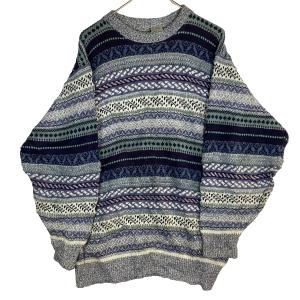 Vintage Tt & Co Sport Fair Isle Knitted Sweater Medium 90s Made Canada White