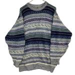 Vintage Tt & Co Sport Fair Isle Knitted Sweater Medium 90s Made Canada White