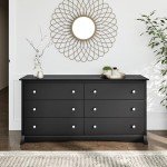 Prepac Sonoma Bedroom Furniture: Black Double Dresser for Bedroom, 6-Drawer Wide Chest of Drawers, Traditional Bedroom Dresser, BDC-6330-V, 59"W x 16"D x 29"H