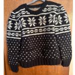 CANADIAN SWEATER COMPANY NAVY/WHITE WOOL SWEATER; SIZE XL