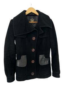 Vintage Mackage Women’s Pea Coat Jacket Black Size Small Cashmere Leather Wool