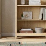 Prepac Ark 78" Tall 5-Tier Arched Bookcase in Natural Oak, Modern Storage Accent Bookshelf with 3 Adjustable Shelves for Home, Office, Living Room, Bedroom