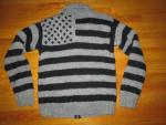 CANADIAN SWEATER COMPANY American Flag Gray COWICHAN Cardigan Sweater Sz 38 S/M